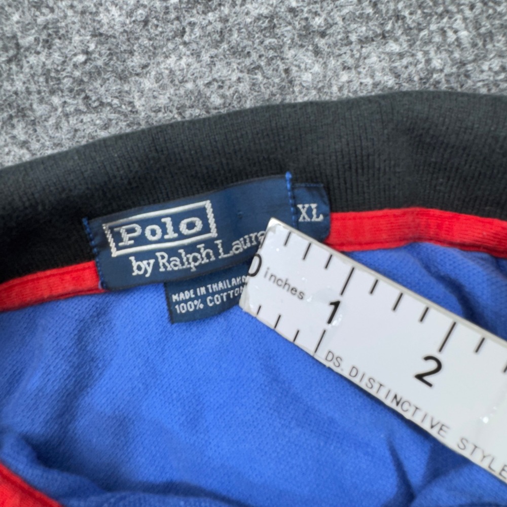 Polo Ralph Lauren Polo Mens XL Blue Black Collar Short Sleeve Pique Preppy - Picture 4 of 12